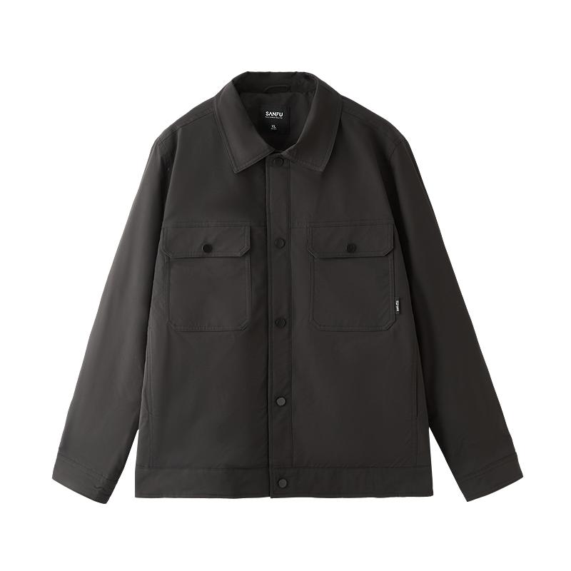 三福2025冬季羽绒服男翻领工装衬衫式宽松双口袋保暖外套505281