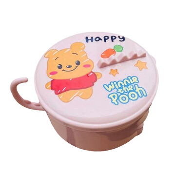 1200ml卡通304不锈钢恐龙碗儿童学生防烫保温带把手宿舍泡面碗圆