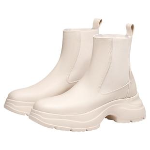 江疏影美洋同款KISSCAT接吻猫[追风靴]真皮厚底切尔西靴加绒女