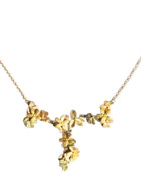 小众设计感幸运草花叶长坠项链