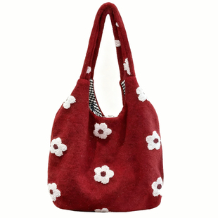 小众高级感毛绒托特包女秋冬大容量通勤百搭单肩包学生上课手提袋