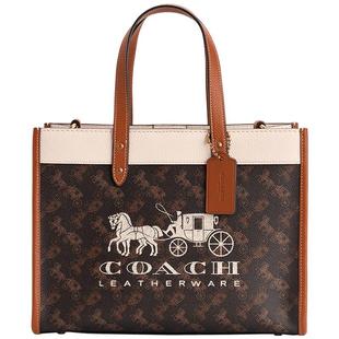 COACH/蔻驰奥莱女士马车图案印花FIELD 30号托特包