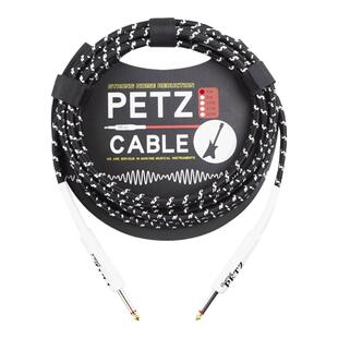 PETZ吉他连接线电箱木吉他贝斯彩色编织线5米喇叭音频强劲降噪