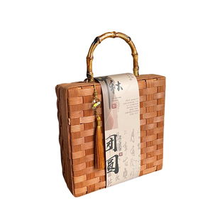 2026春节新中式竹编织手提篮伴手礼茶叶商务礼品包装提篮礼品盒