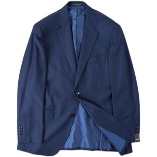 loropian@意大利130支纯羊毛麻衬蓝正装中青年西装休闲西服上衣男