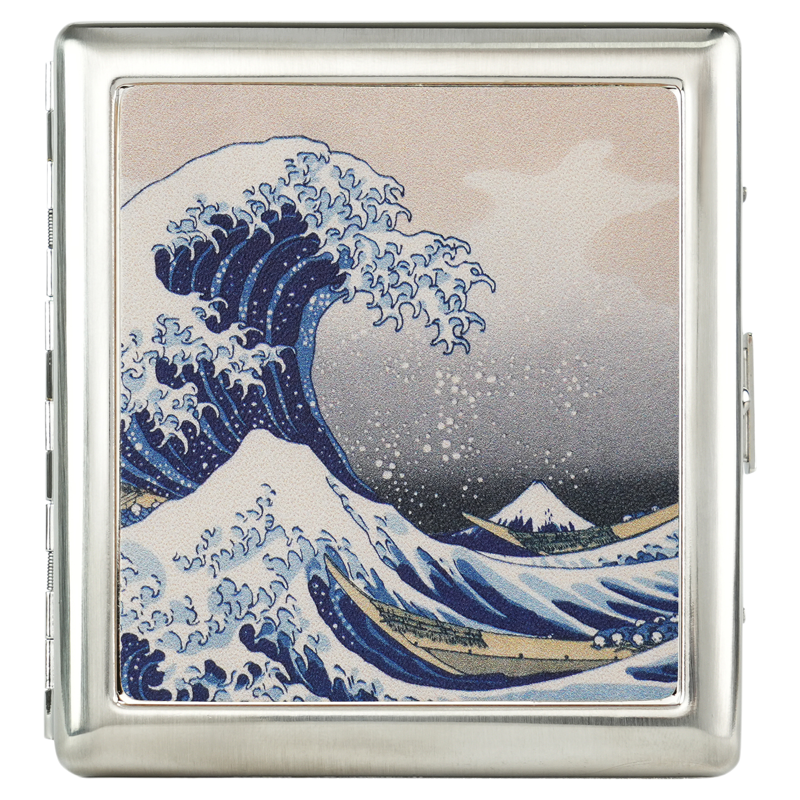 神奈川海浪真皮创意烟盒
