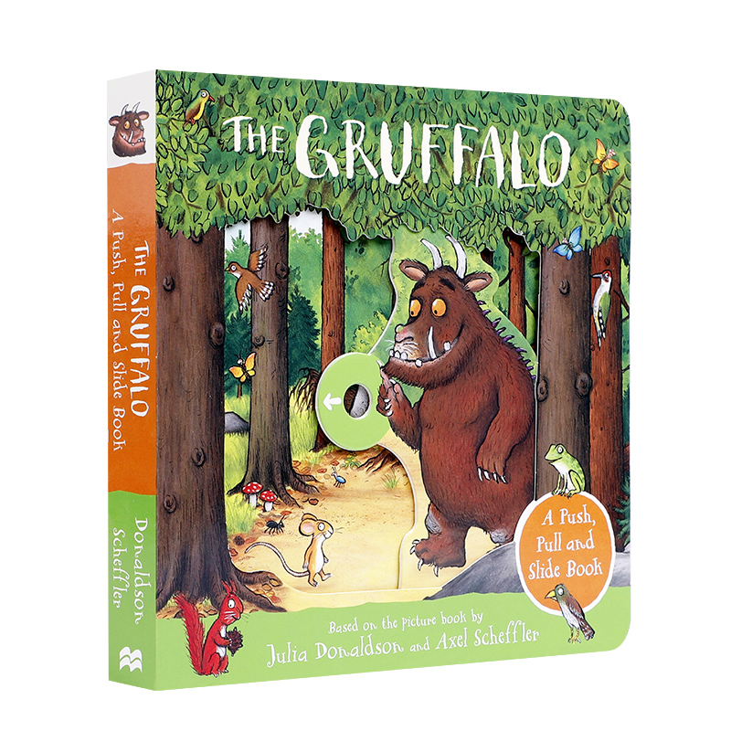 英文原版英文版狐假虎威咕噜牛The Gruffalo: A Push, Pull and Slide Book 3-5岁低幼儿童英语启蒙绘本 童话寓言故事纸板书抽拉书