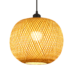 创意组合款竹编灯茶室楼梯间三头圆球灯罩新中式禅意卧室餐厅吊灯