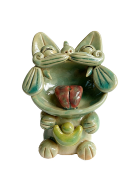 云南丽江文创手工陶瓷瓦猫香插