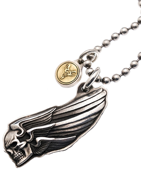 原创公路天使骷髅吊坠手工雕刻银