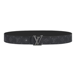 LV/路易威登 黑银标黑花双面腰带 4CM宽 商务休闲百搭皮带