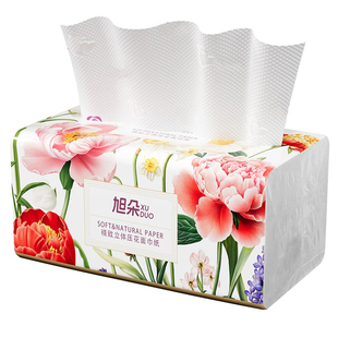 旭朵花卉印花湿水不易破抽纸强韧如初干湿两用胜任多种清洁场景