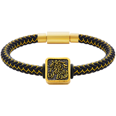 本命年足金金马送福黄金手链马年