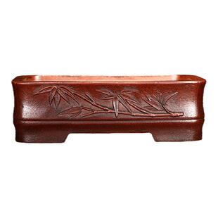 紫砂花盆透气盆景多肉菖蒲桌面摹古泥绘光板铁画轩清款微型小号盆