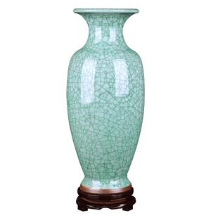 景德镇陶瓷器仿古钧瓷裂纹釉冰片插花花瓶家居客厅玄光装饰品摆件