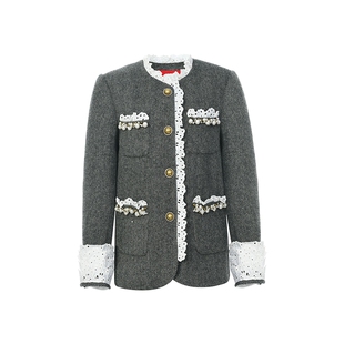 【沈月同款】lefame拉飞姆秋季洛可可小香风绵羊毛外套上衣显瘦女