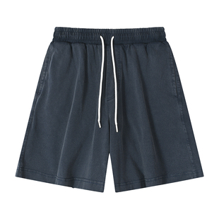 夏季重磅100%全纯棉美式vintage炒雪花水洗做旧五分休闲男短裤