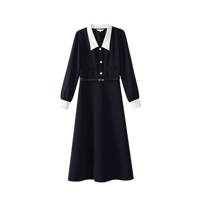 OSA欧莎气质拼接领连衣裙