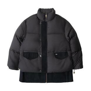 【厚重保暖】HalfwayHouse25年冬季新款面包羽绒服拼接假两件外套