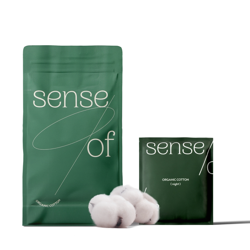 SenseO有机棉卫生巾夜用360防侧漏姨妈巾官方正品高端独立包装