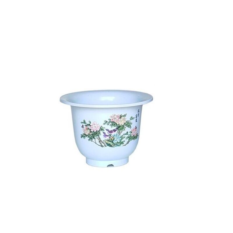 仿陶瓷花盆加厚塑料防暴晒便宜清仓大号白牡丹盆栽盆圆形君子兰盆