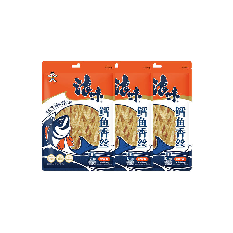 旺旺浪味鱼丝加长辣味海味食品解馋高蛋白低脂零食休闲办公室小吃