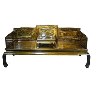 金丝楠木小叶桢楠罗汉床素面明式独板实木家具卯榫新中式床榻定制