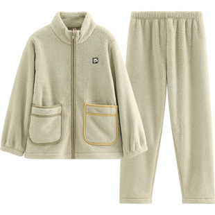 芬腾蓬蓬绒情侣睡衣女秋冬季珊瑚绒法兰绒加绒大码男抗静电家居服