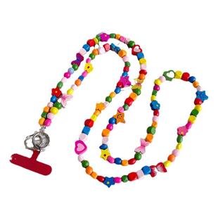 宋茜同款手机链彩色斜挎可背手工串珠蝴蝶星星挂链爱心背带彩珠链条长款侧背拍立得包包女高端挂绳明星夹片壳