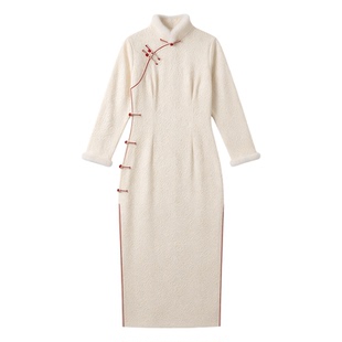 复古民国风长袖加绒加厚旗袍2026年新款气质高级感淑女范保暖优雅