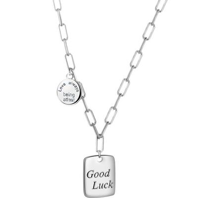 老银匠925银goodluck银牌项链