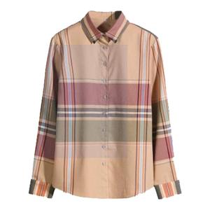 轻职场穿搭大码胖mm巨显瘦格子衬衫英伦风高端高级感宽松遮肉衬衣