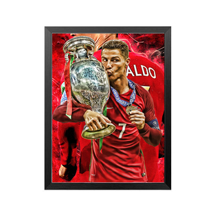 C罗装饰画 曼联皇马尤文海报足球球星摆台学生宿舍体彩店墙饰挂画