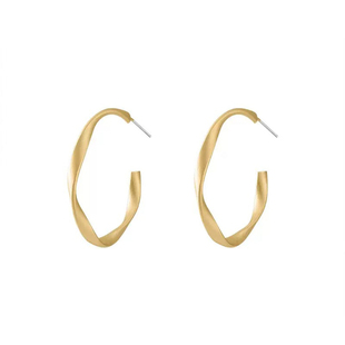 突然的喜欢王玉雯林欢儿同款金色耳环女扭曲圆形耳圈新年百搭轻奢