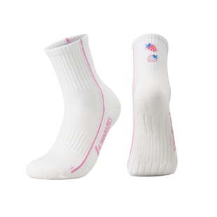 kawasaki川崎袜子女加厚毛巾底中筒袜棉袜运动吸汗跑步袜羽毛球袜