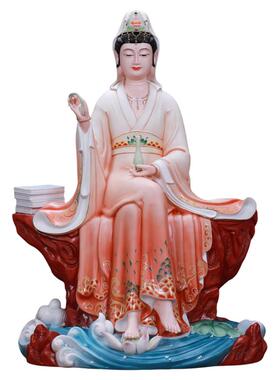 德化陶瓷自在观音圣华观音菩萨佛像家居摆件客厅家用供奉