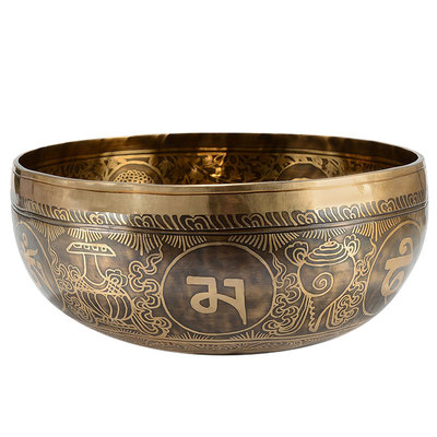 尼泊尔手工雕花颂钵摆件
