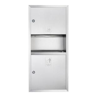 卫生间嵌入式入墙长纸箱酒店不锈钢三合一擦手纸盒带垃圾桶抽纸盒