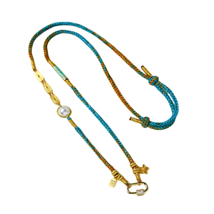 纯手工精编八股千里江山珍珠款佛牌吊坠绳唐卡挂绳马蹄扣黄财神链