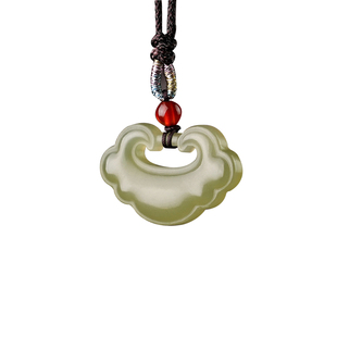 和田玉如意平安锁吊坠玉石祥云挂坠玉坠项链天然正品保真玉佩送礼