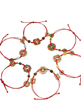 新年新中式国风红绳手链传统文化吉祥纹样滴油串珠手链滴油轻奢