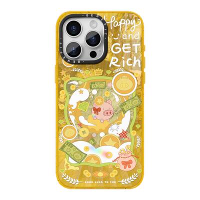 benefit金色发财好运小猪17适用于iphone16promax苹果15PRO晶盾磁吸手机壳13新款14套12冰川纹防摔彩色边框