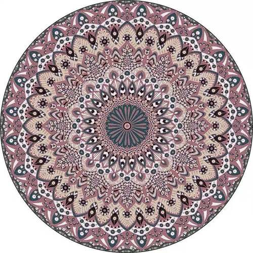 卧室客厅电脑椅水晶绒地垫点塑防滑颗粒脚垫简约民族风圆形地毯