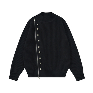 sameuoo散养文化「扉」斜拉链装饰扣可外穿内搭毛衣开衫 羊毛混纺