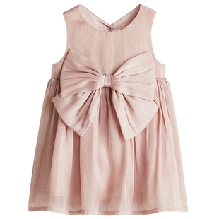 HM冬季童装女婴蝴蝶结装饰欧根纱连衣裙1242636