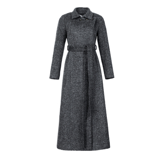 清仓捡漏灰色呢子大衣女秋冬高级感气质收腰超长款毛呢外套5080