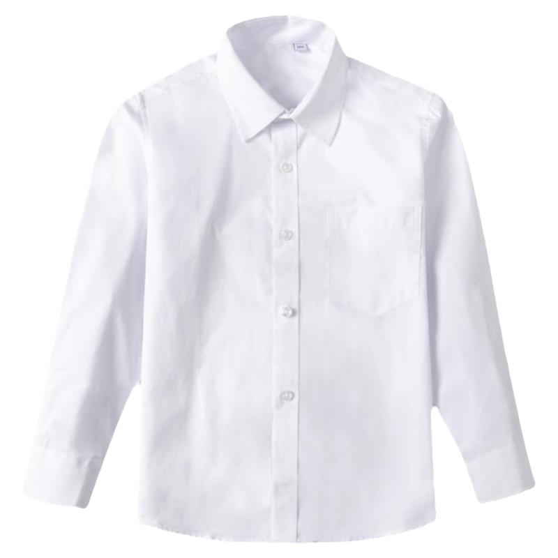儿童白色长袖衬衫男女童衬衣钢琴主持花童礼服棉校服中小学生表演