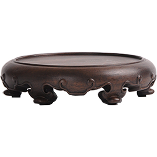 红木工艺品实木圆形玉器奇石工艺品佛像茶壶香炉盆景摆件底座木托