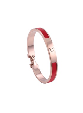 钛钢窄版时尚情侣字母珐琅手镯