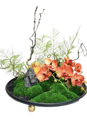 酒店新中式仿真花会所餐桌花艺